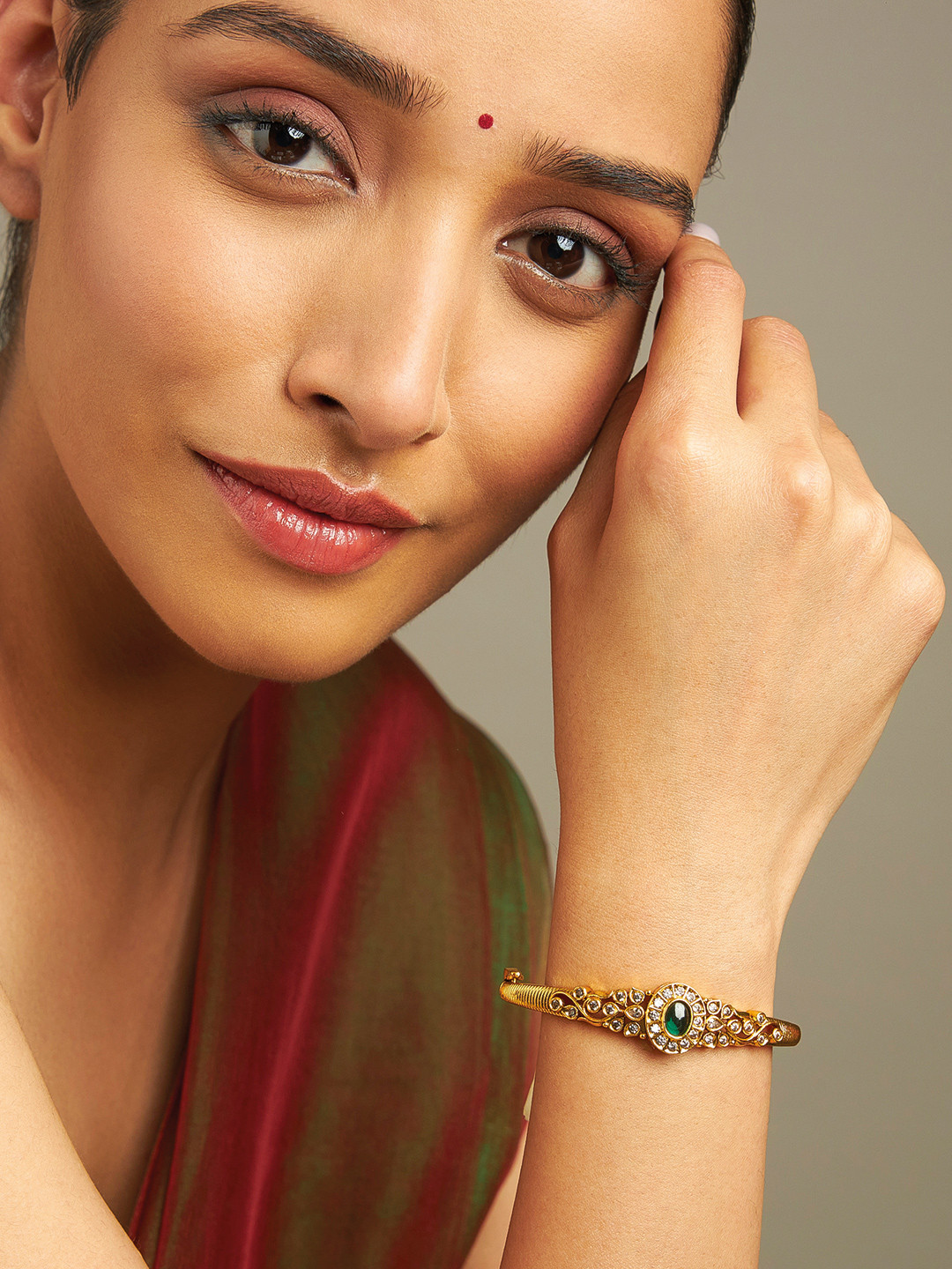 

Kushal's Fashion Jewellery Gold-Plated Antique Kada Bracelet