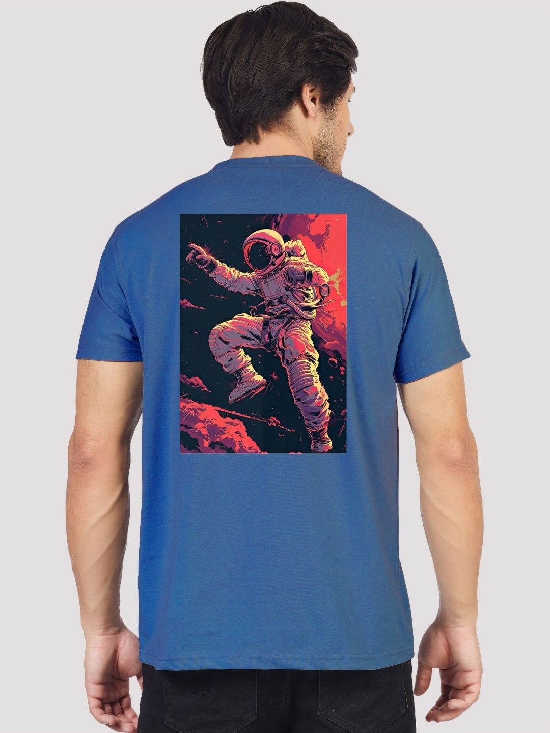 

Greylongg Men Graphic Printed Round Neck Cotton T-Shirt, Blue