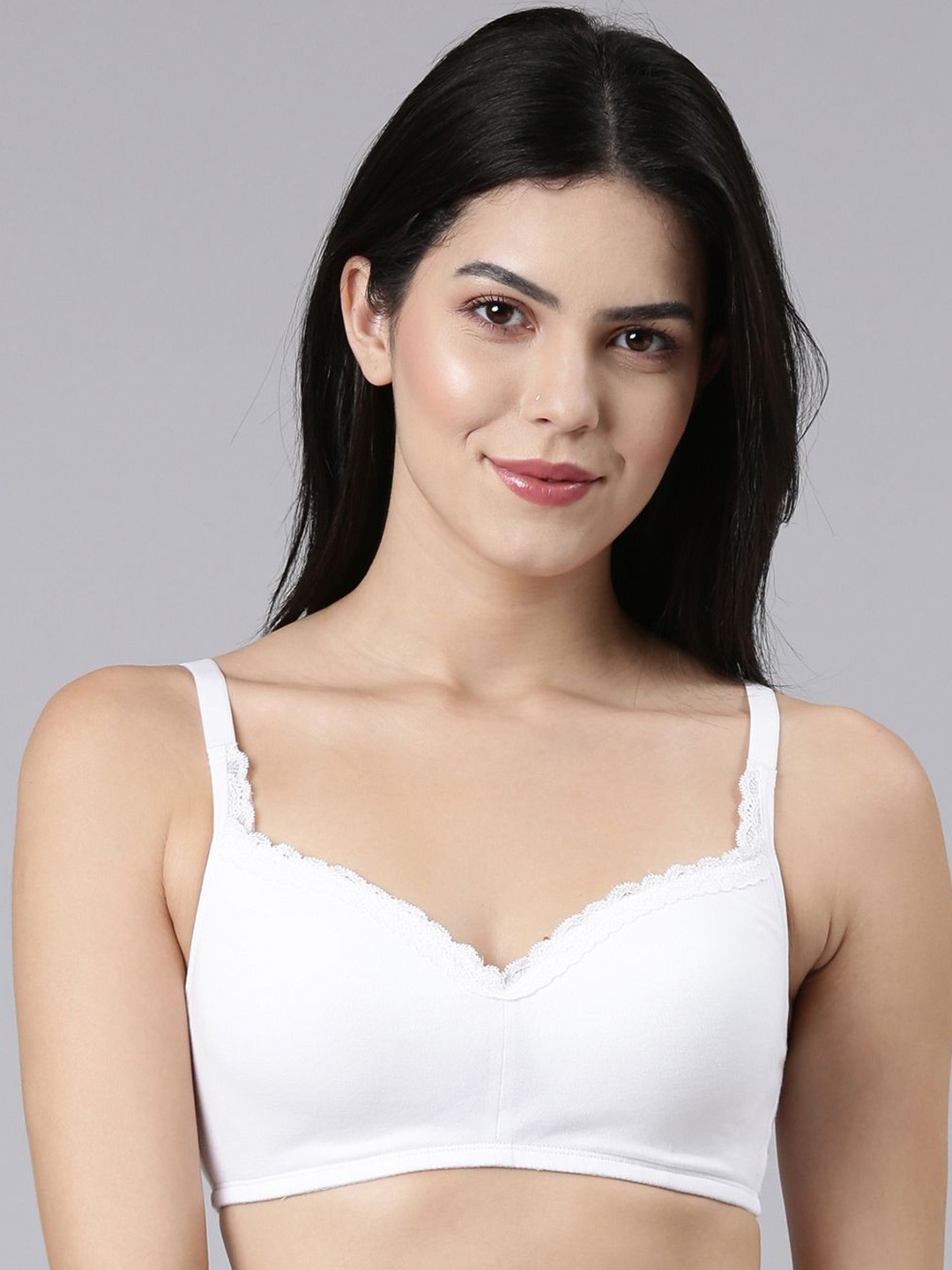 

Enamor Padded Wirefree High Coverage Smoothening Balconette T-Shirt Bra A017, White