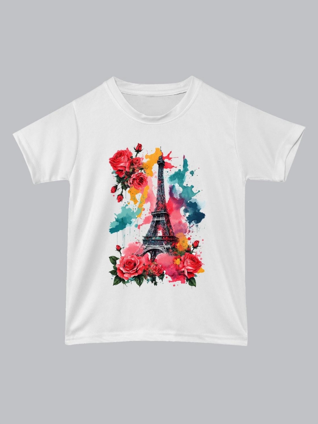 

BAESD Unisex Kids Floral Printed Round Neck T-Shirt, White