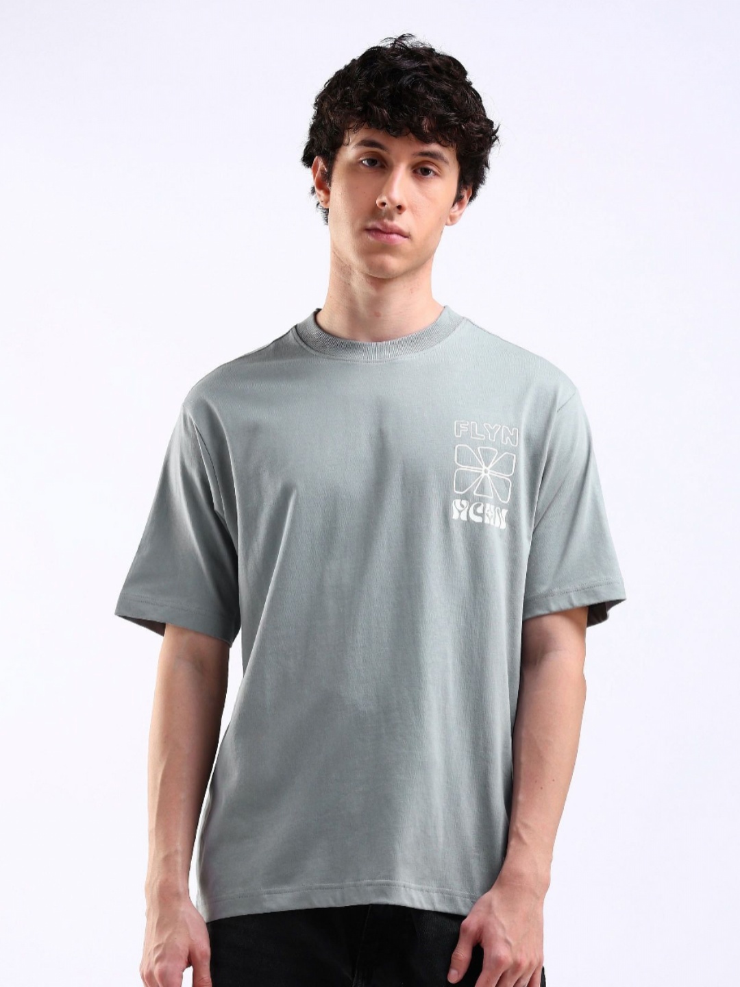 

Flying Machine Men Typography Printed Applique T-shirt, Grey