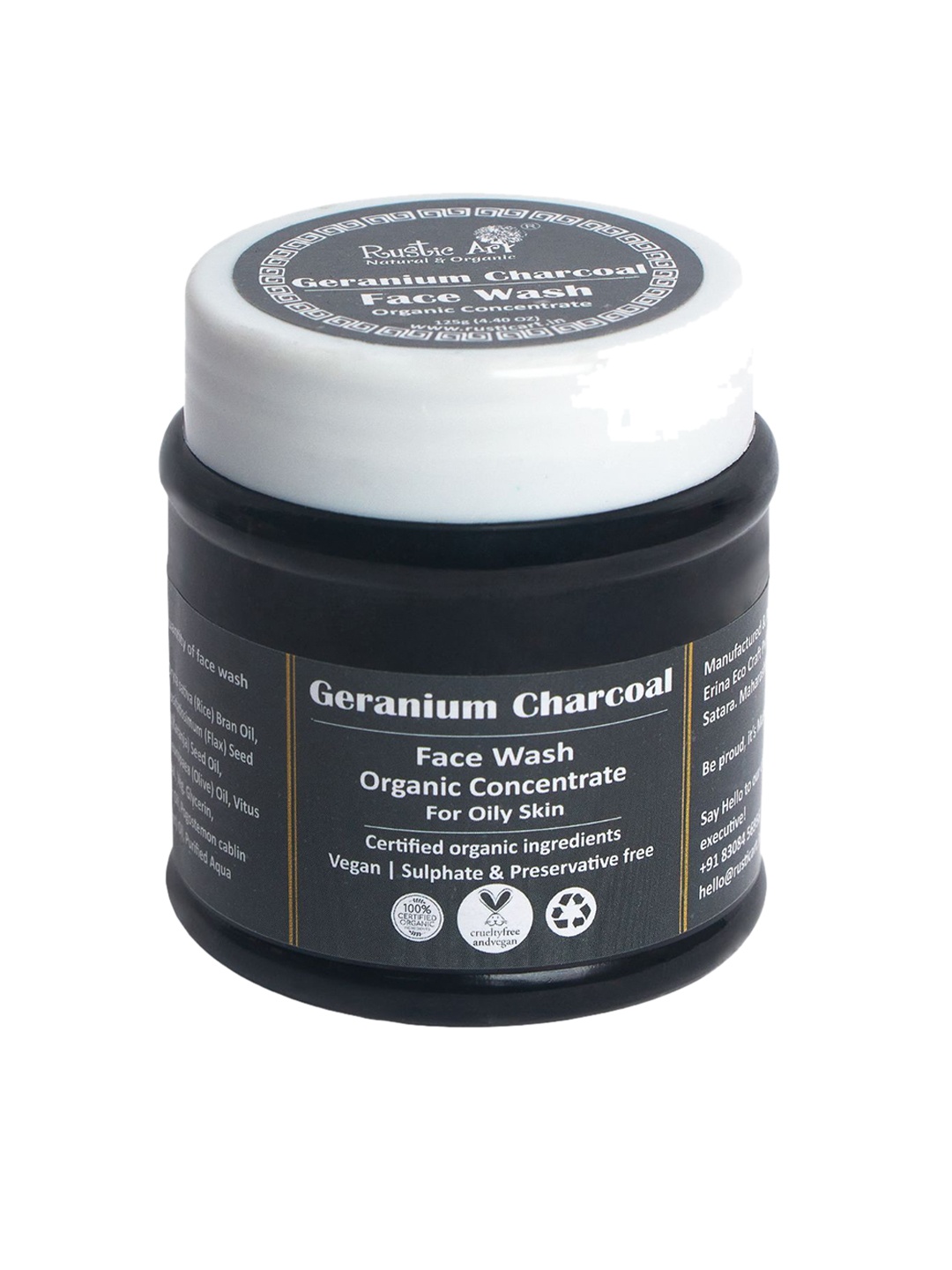 

Rustic Art Geranium Charcoal Face Wash Concentrate-125g, Black
