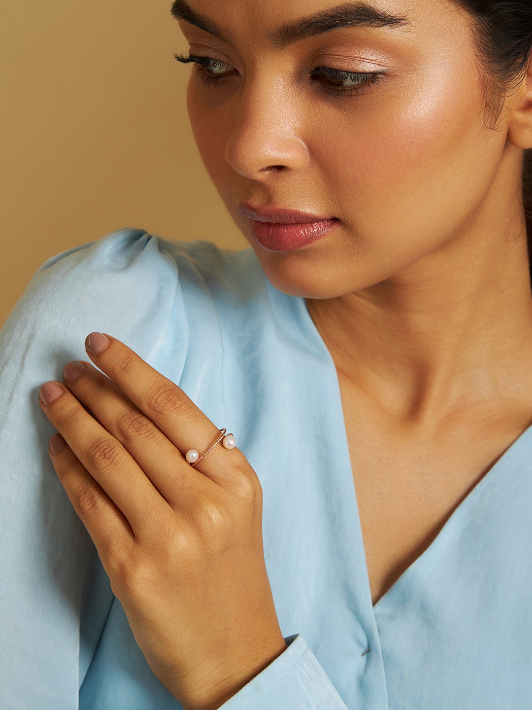 

Kushal's Fashion Jewellery Rose Gold-Plated Finger Ring, White