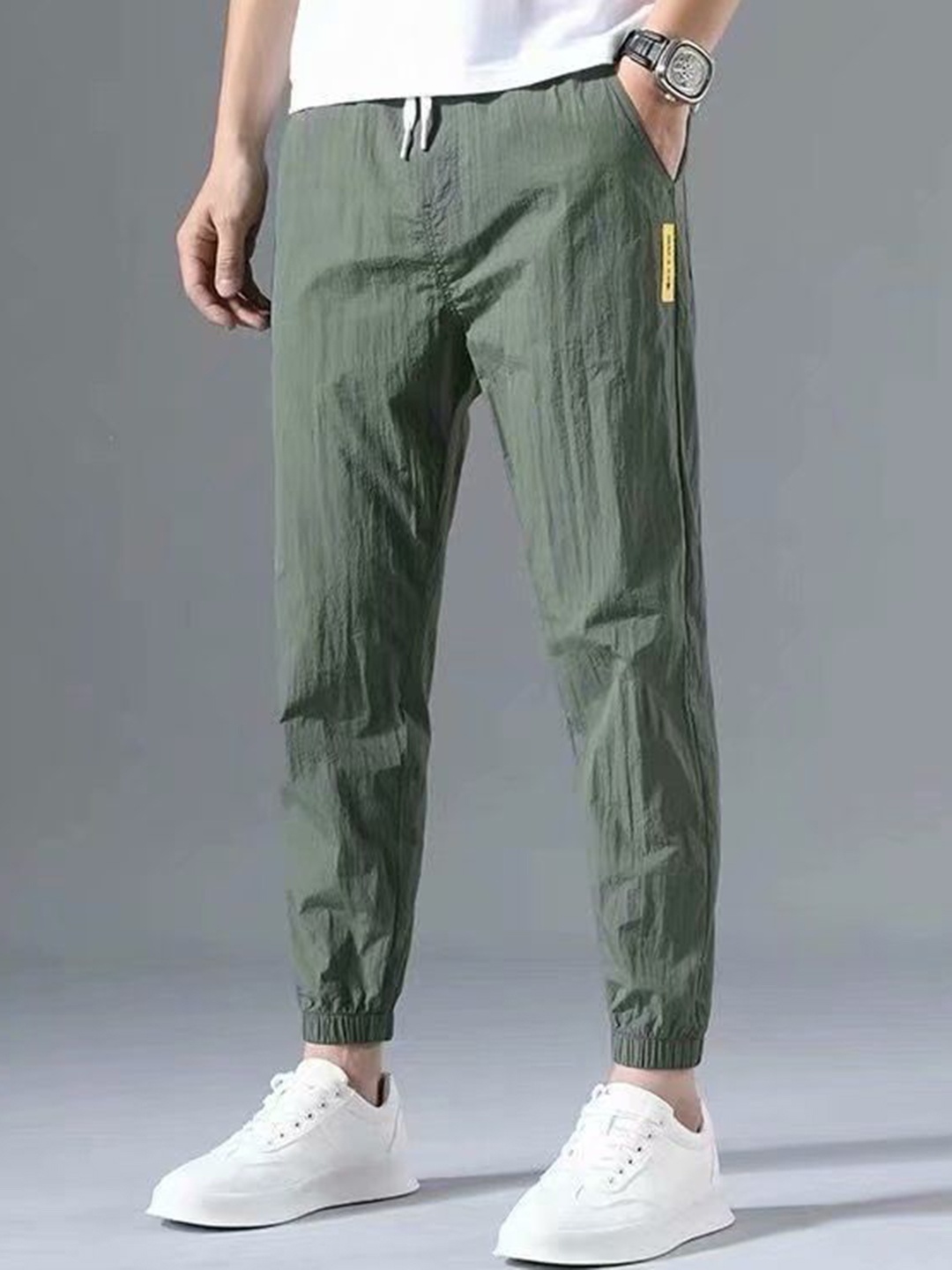 

StyleCast Men Striped Trousers, Olive