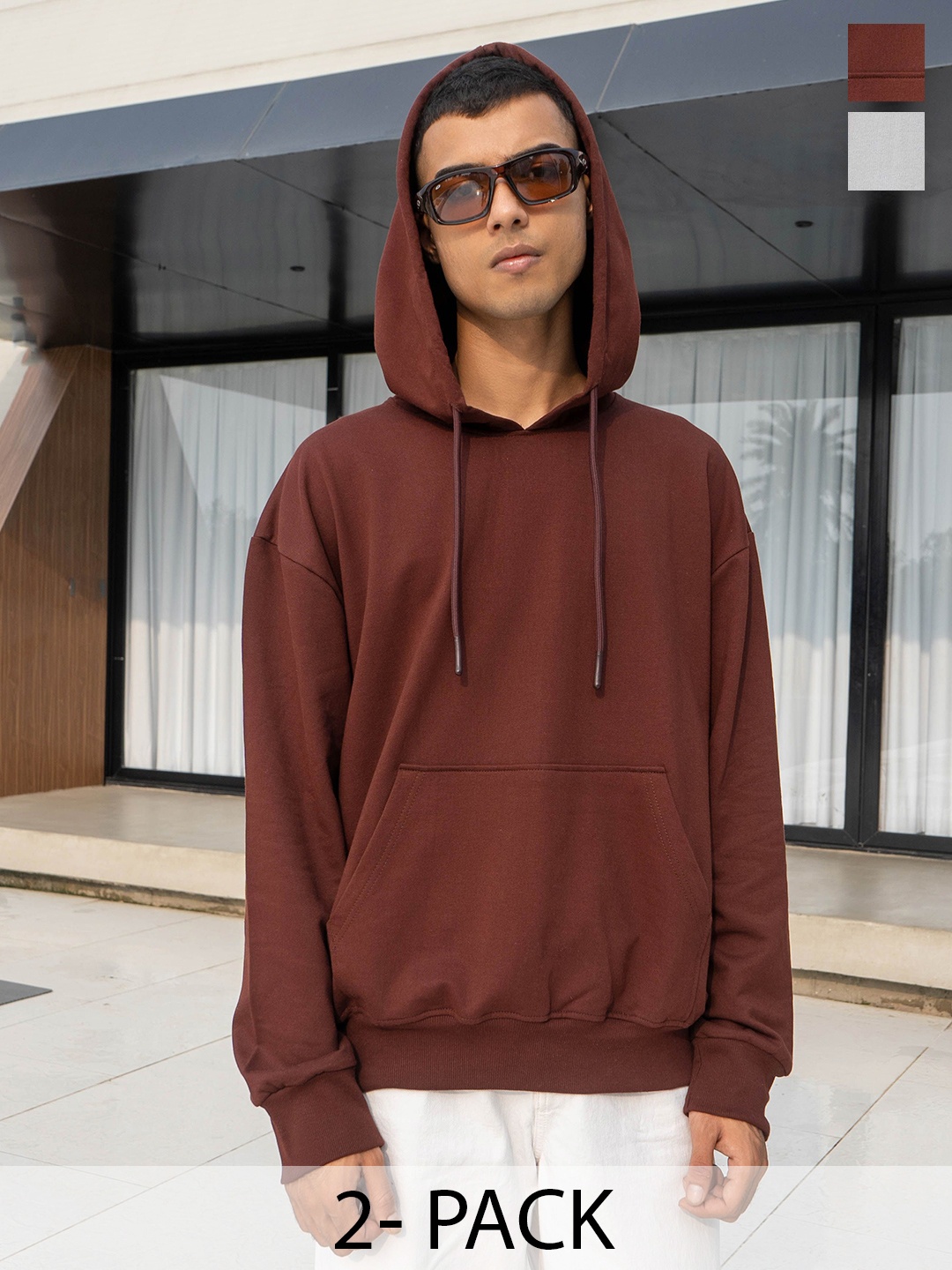 

COLOR CAPITAL Pack Of 2 Unisex Solid Oversized Sweatshirt, Brown