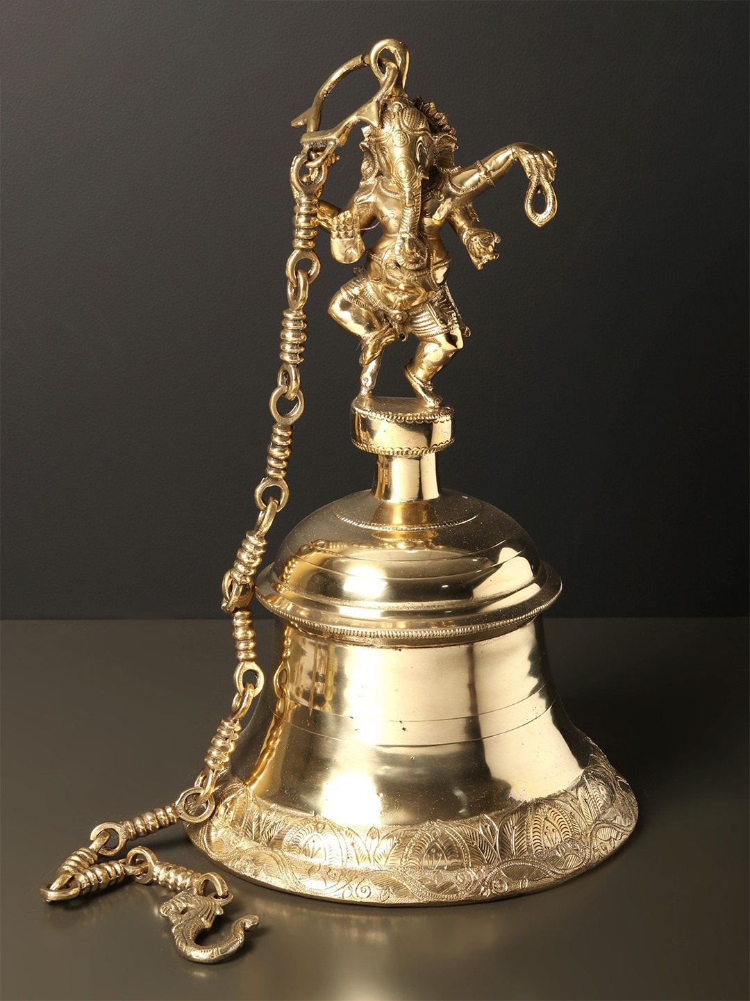 

Exotic India Brass Dancing Ganesha Temple Bell, Gold