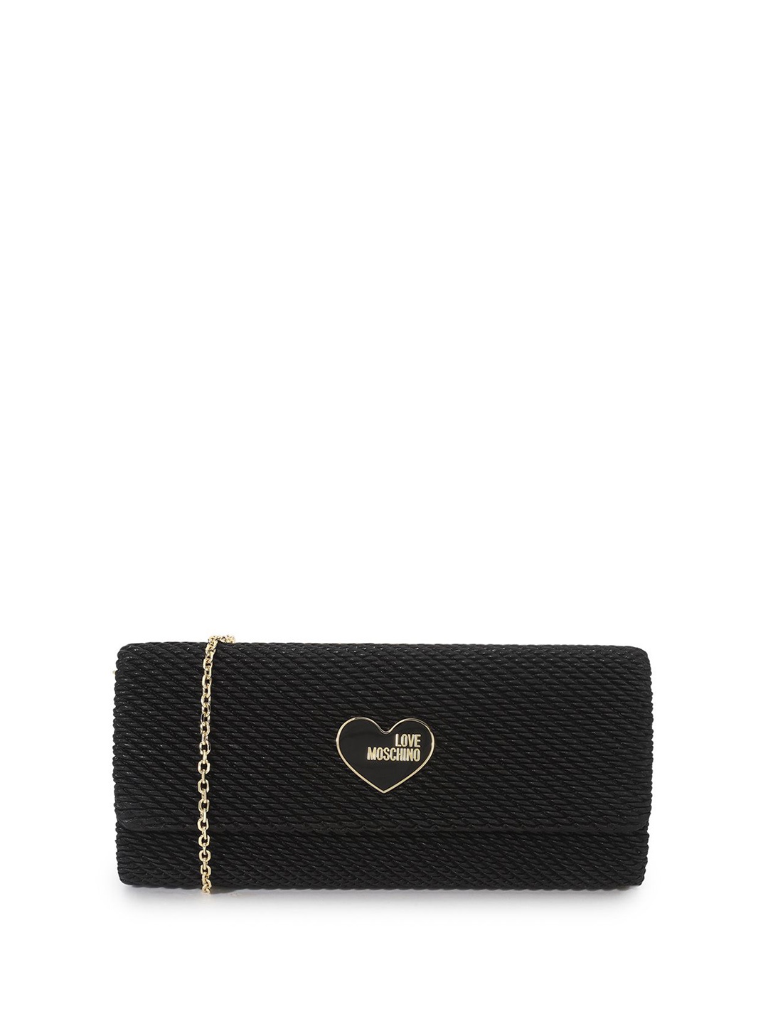 

LOVE MOSCHINO Textured PU Swagger Sling Bag with Quilted, Black