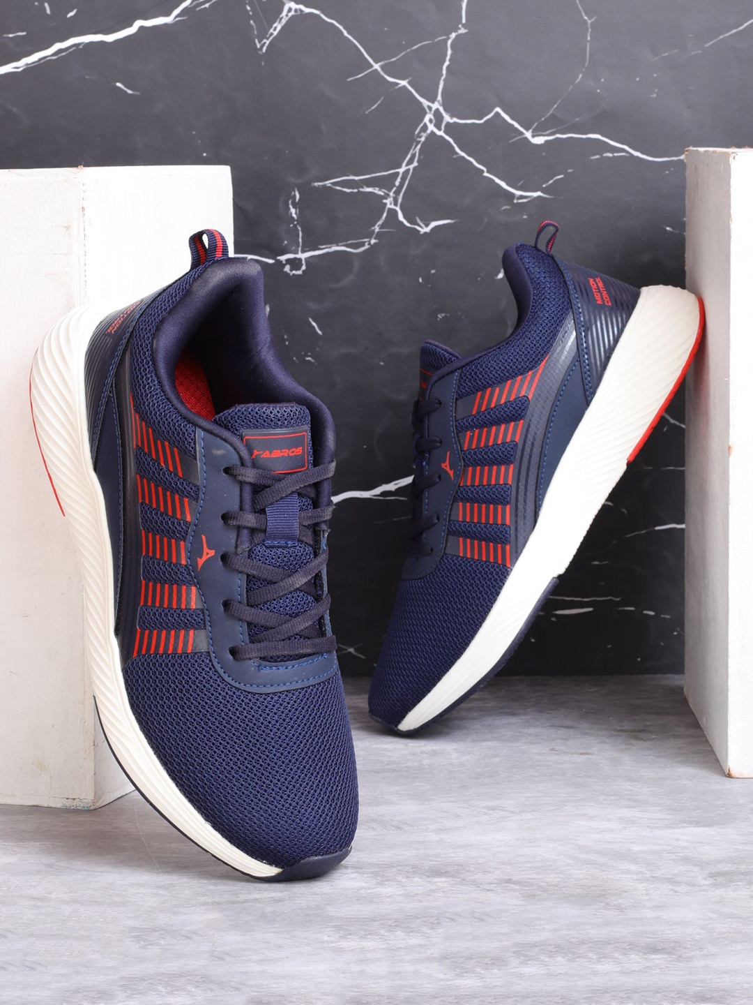 

ABROS Men Mesh Air Running Marking Sports Shoes, Navy blue