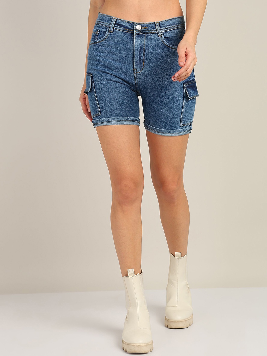 

Nifty Women High-Rise Denim Shorts, Blue