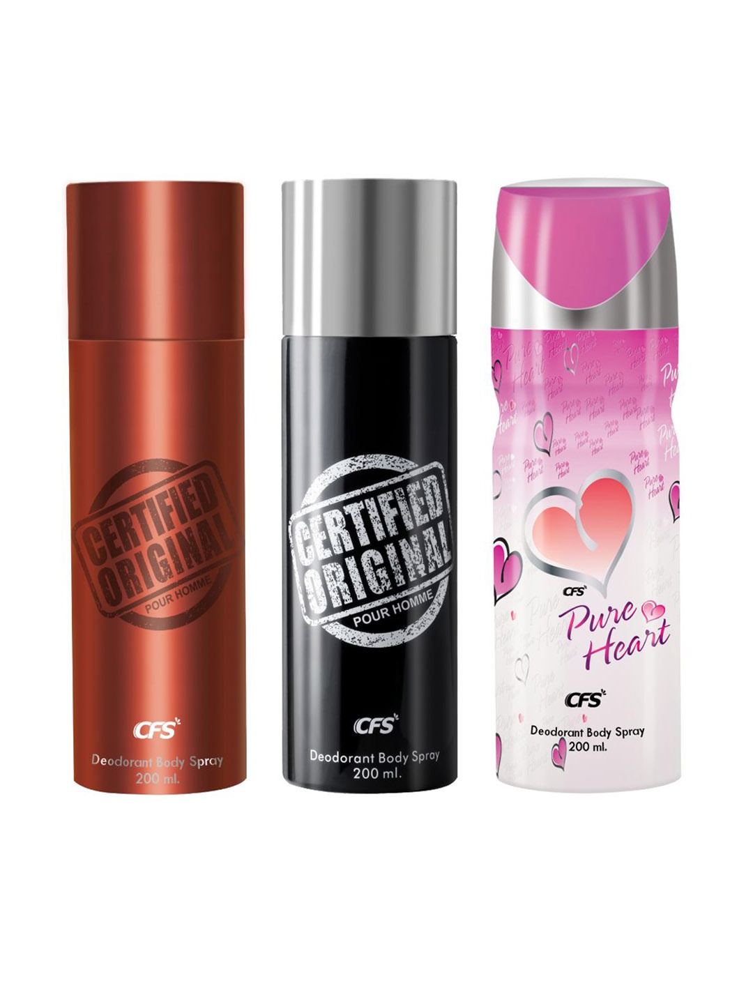 

CFS Set Of 3 Long Lasting Deodorant Body Spray- 200 ml Each, Black
