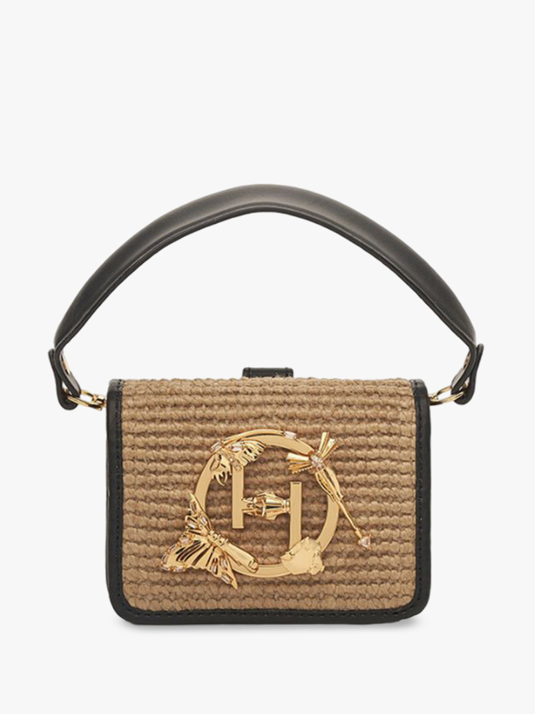 

Outhouse Textured Leather Structured Satchel with Tasselled, Black