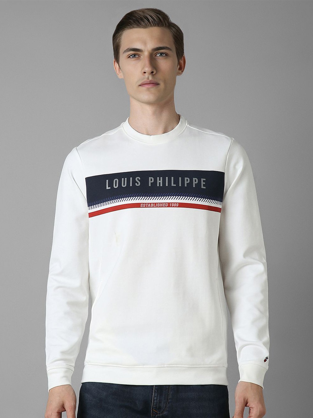 

Louis Philippe Sport Men Typography Printed Pure Cotton Sweatshirt, White