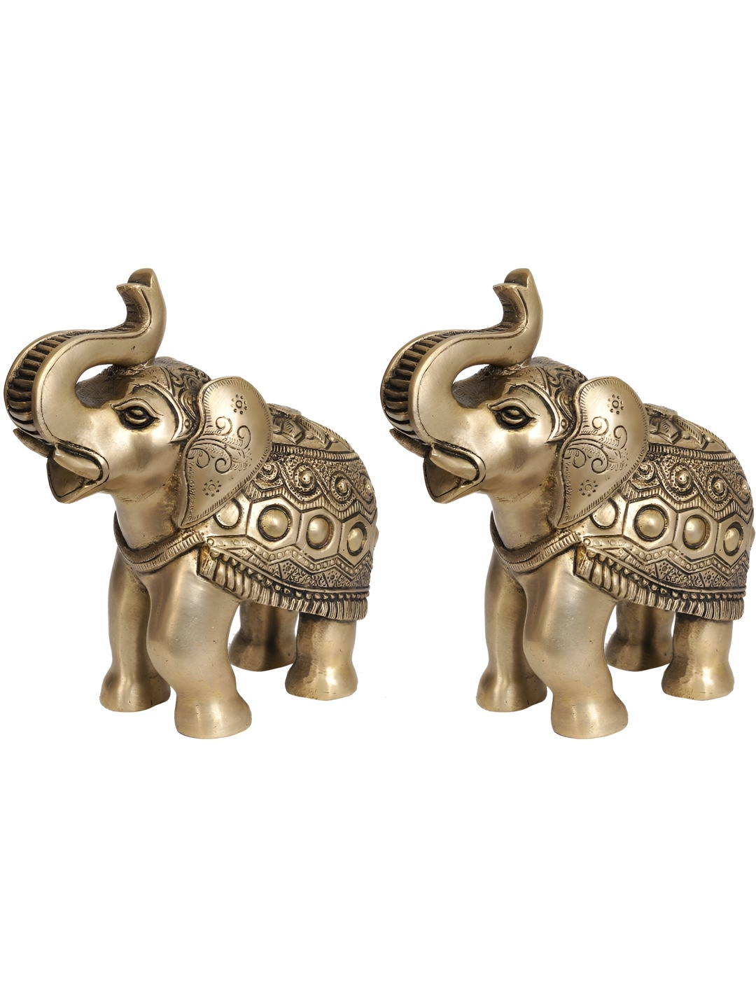 

Exotic India Gold-Toned 2 Pieces Elephant Figurine Showpieces