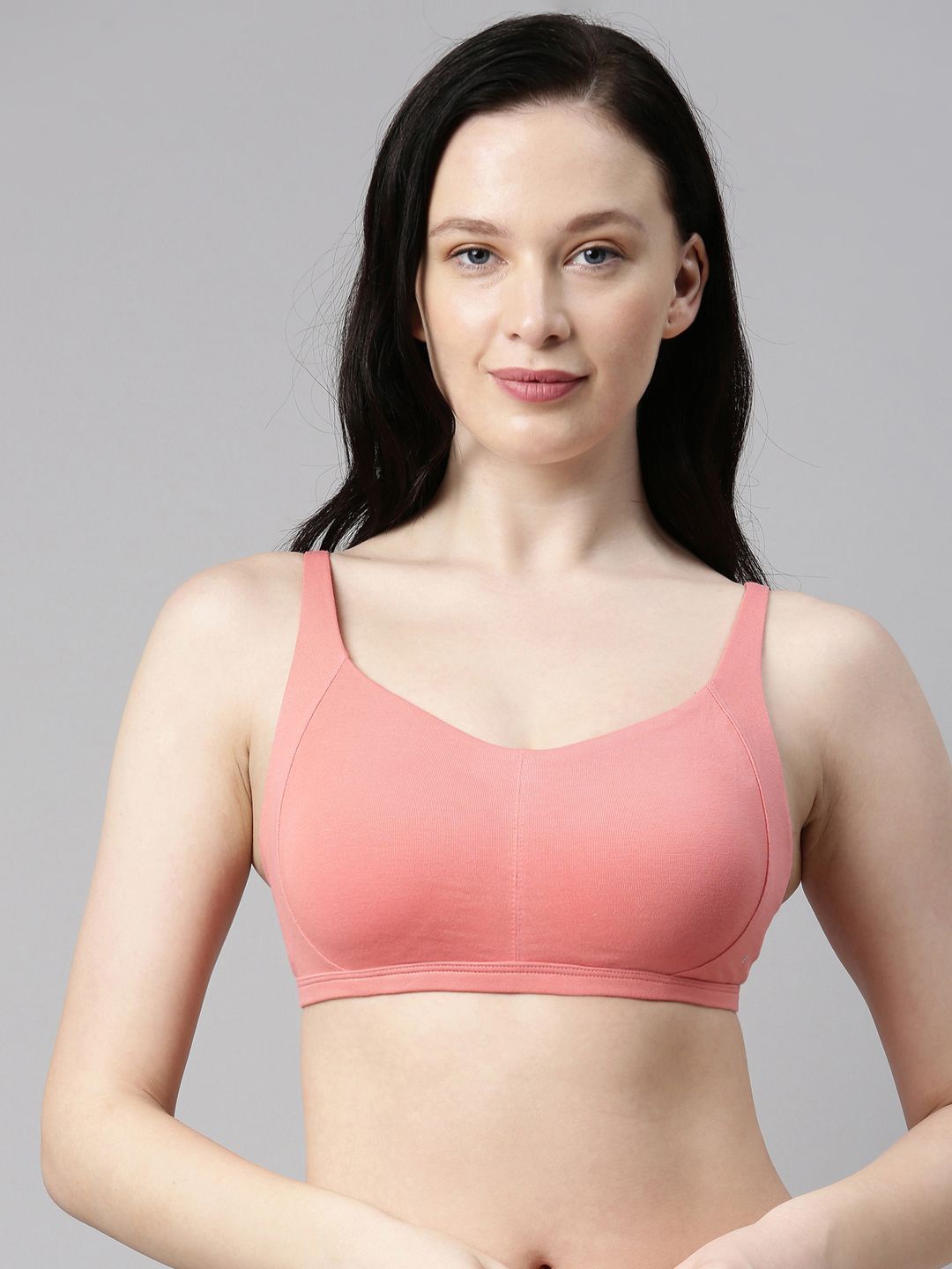 

Enamor Intellifresh Eco-Antimicrobial Cotton Minimizer Bra A058, Coral