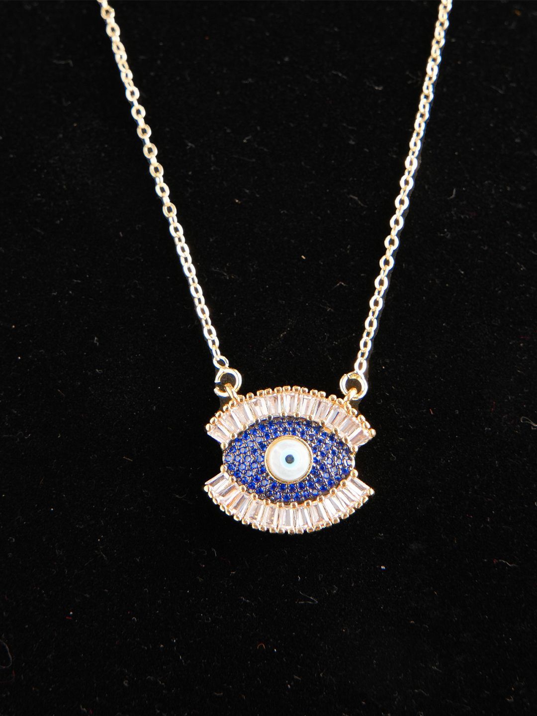 

SWASHAA Gold Plated Evil Eye Cubic Zirconia Stainless Steel Necklace