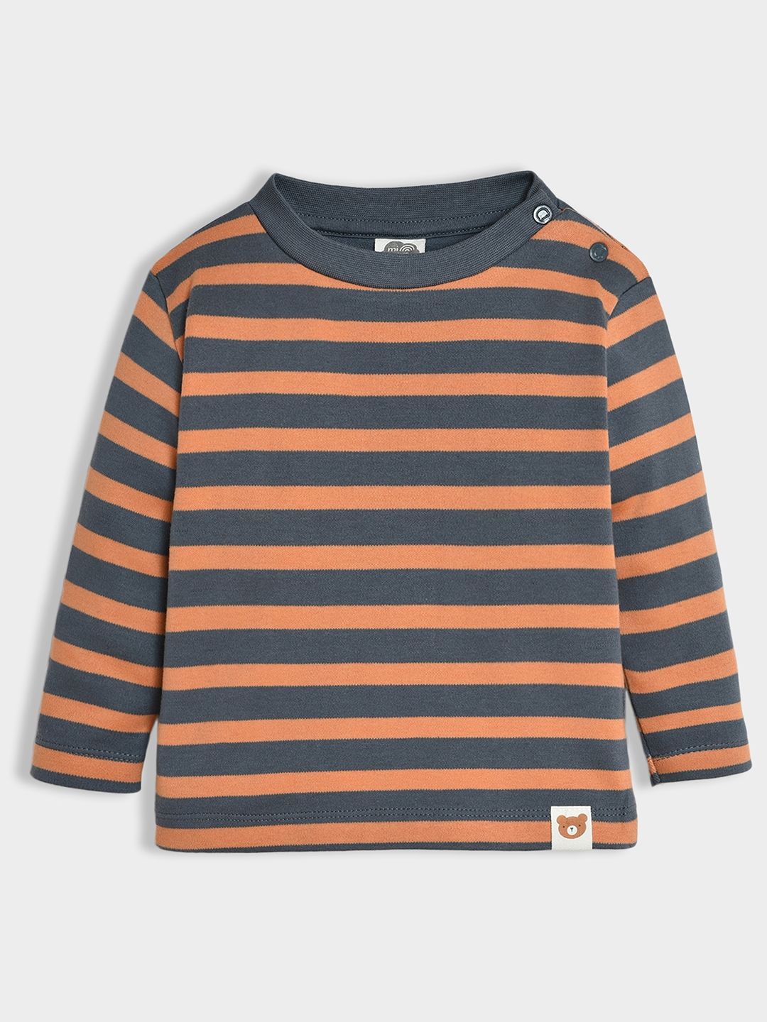 

MiArcus Unisex Kids Striped Round Neck Pure Cotton T-Shirt, Brown