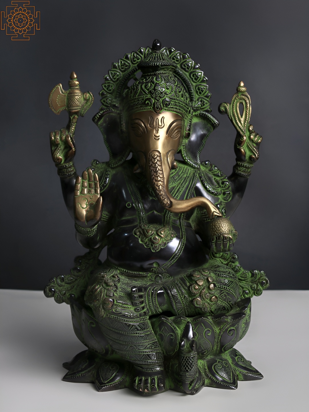 

Exotic India Black & Green Religious Idol Showpiece
