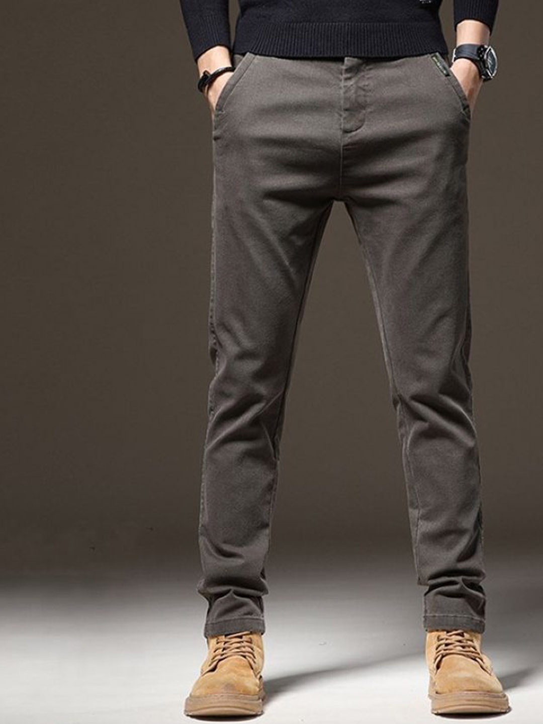 

StyleCast Men Slim Fit Chinos Trousers, Olive