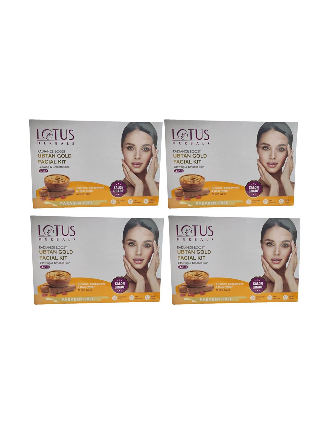 

Lotus Herbals Set Of 4 Radiance Boost Ubtan Gold Facial Kit - 47g Each, White
