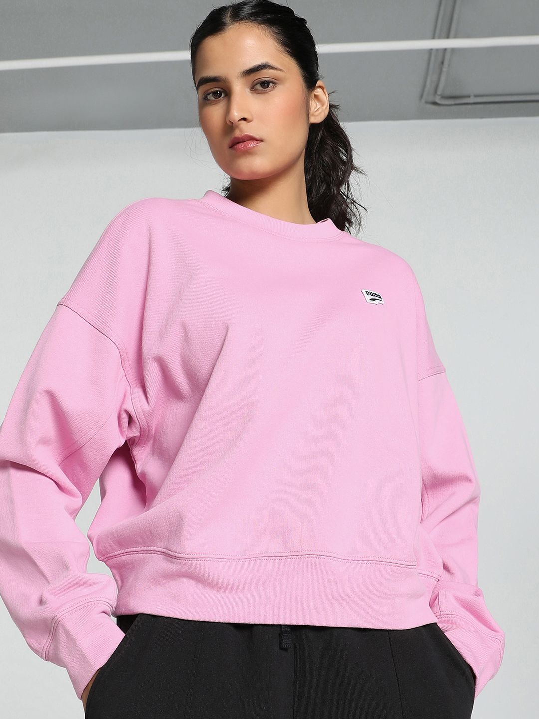 

Puma Downtown Re:Collection Crew Neck Oversized Fit Sweatshirt, Pink