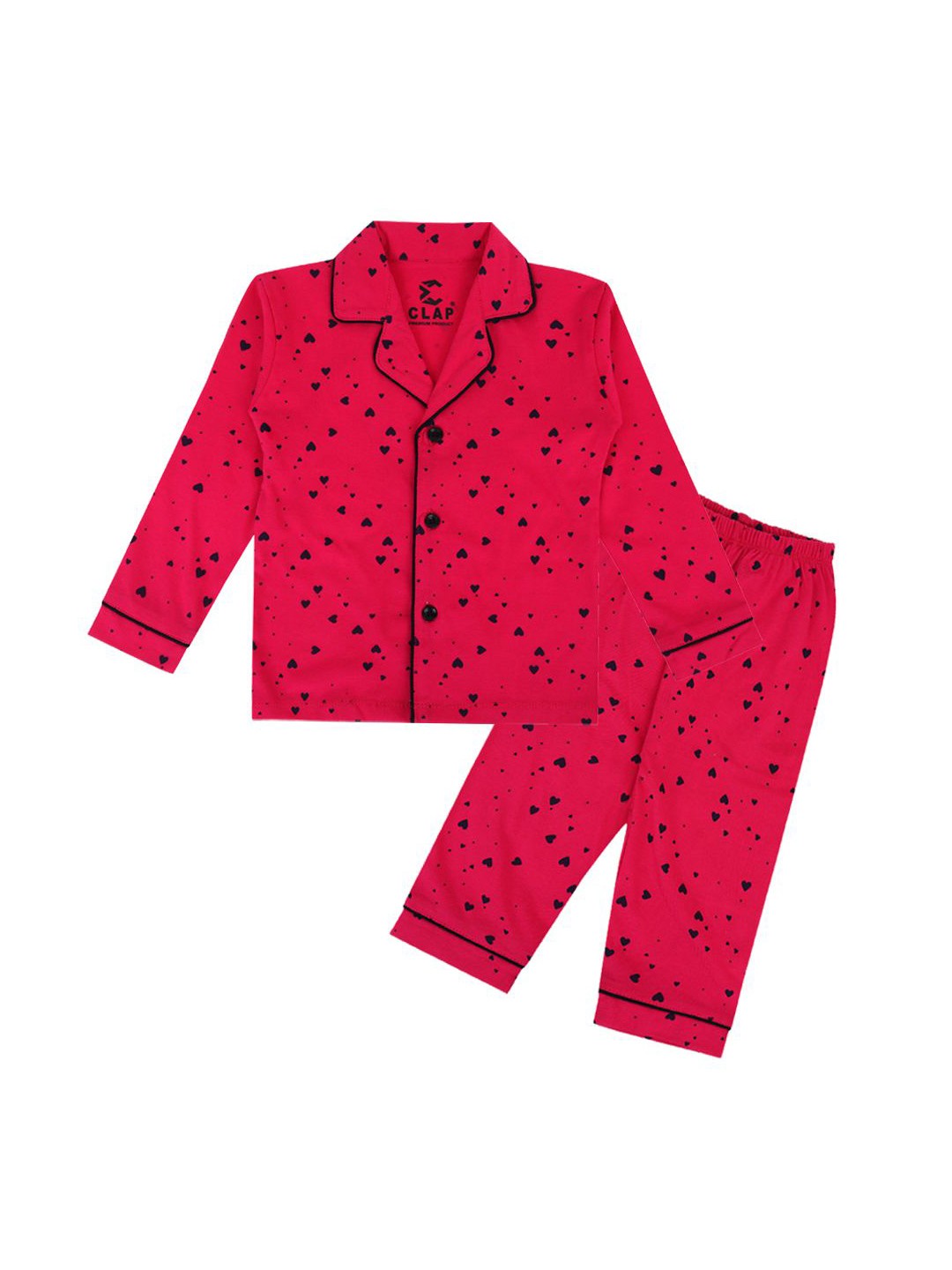 

CLAP Kids Cotton Printed Night Suit, Pink