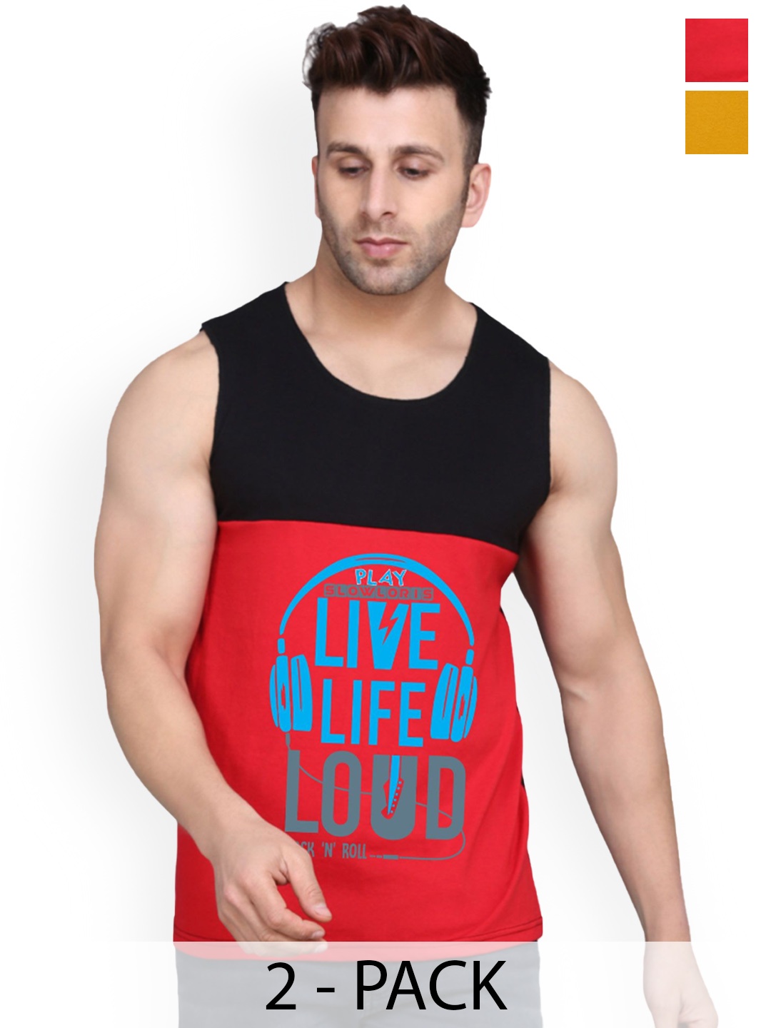 

SLOWLORIS 2 Pcs Round Neck Innerwear Vests, Black