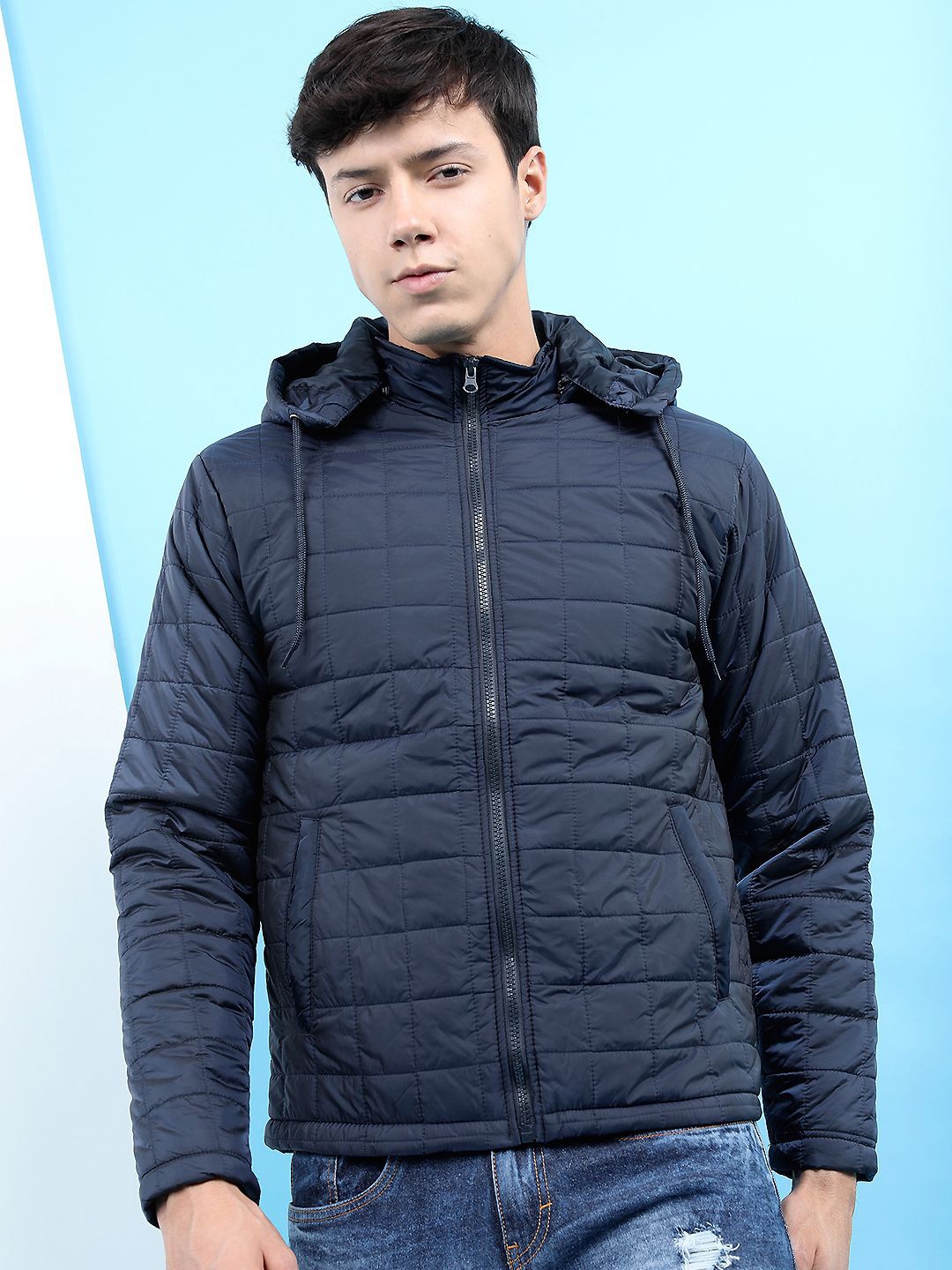 

HIGHLANDER Men Crop Puffer Jacket, Navy blue