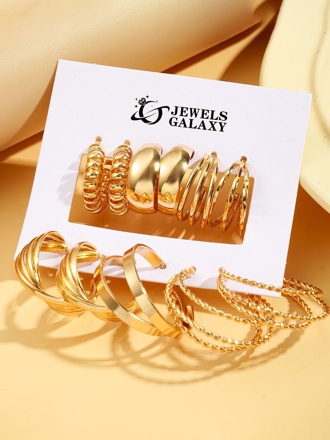 

Jewels Galaxy Set of 6 Gold Plated Hoop Earrings