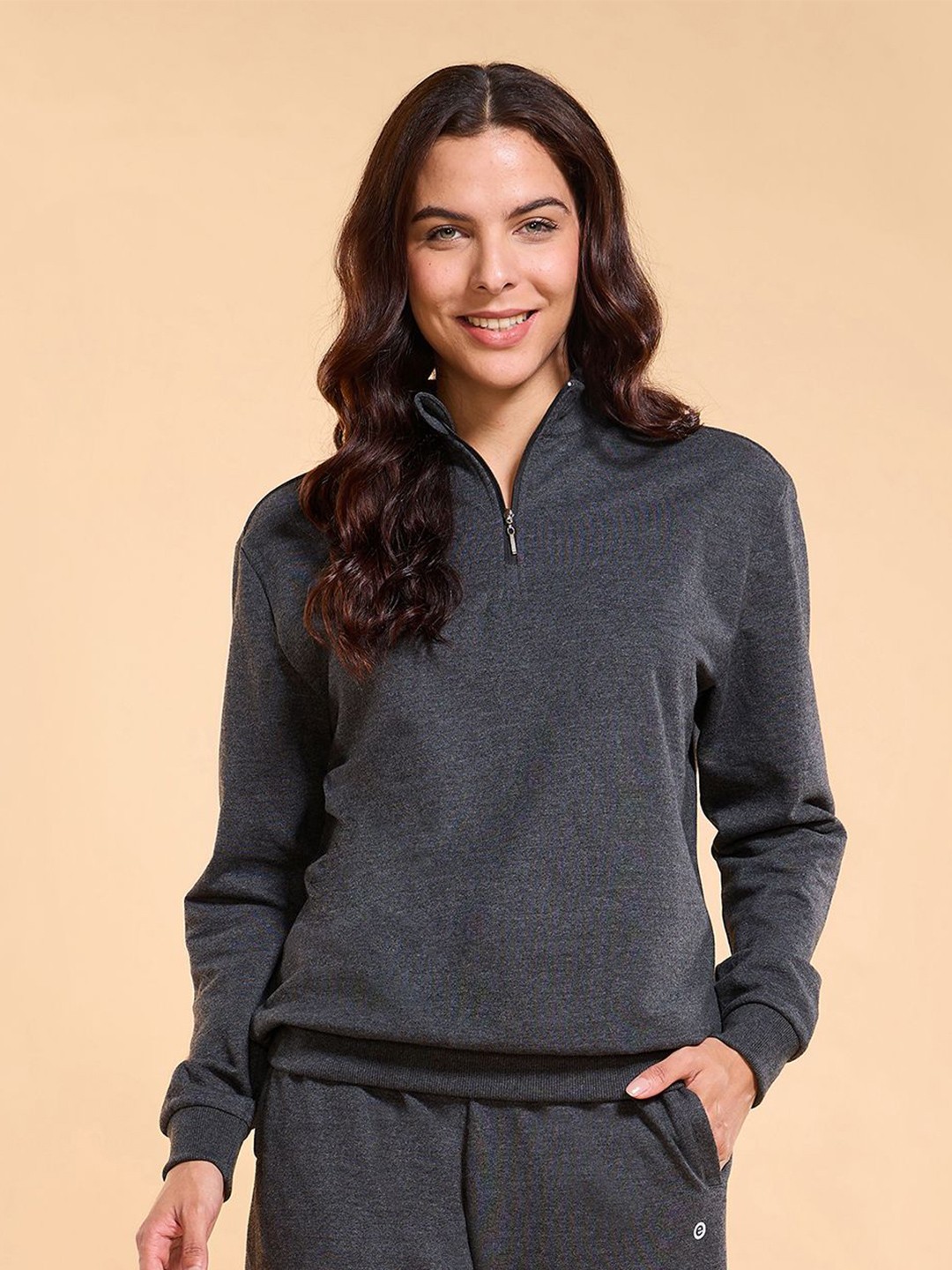 

Enamor Relaxed Fit Cotton Rich Fleece Sweatshirt-E904, Black