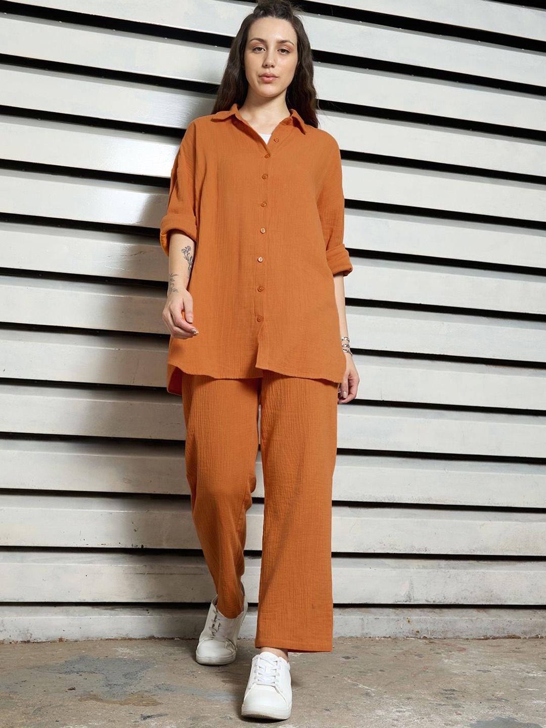 

High Star Pure Cotton Shirt & Trousers, Orange