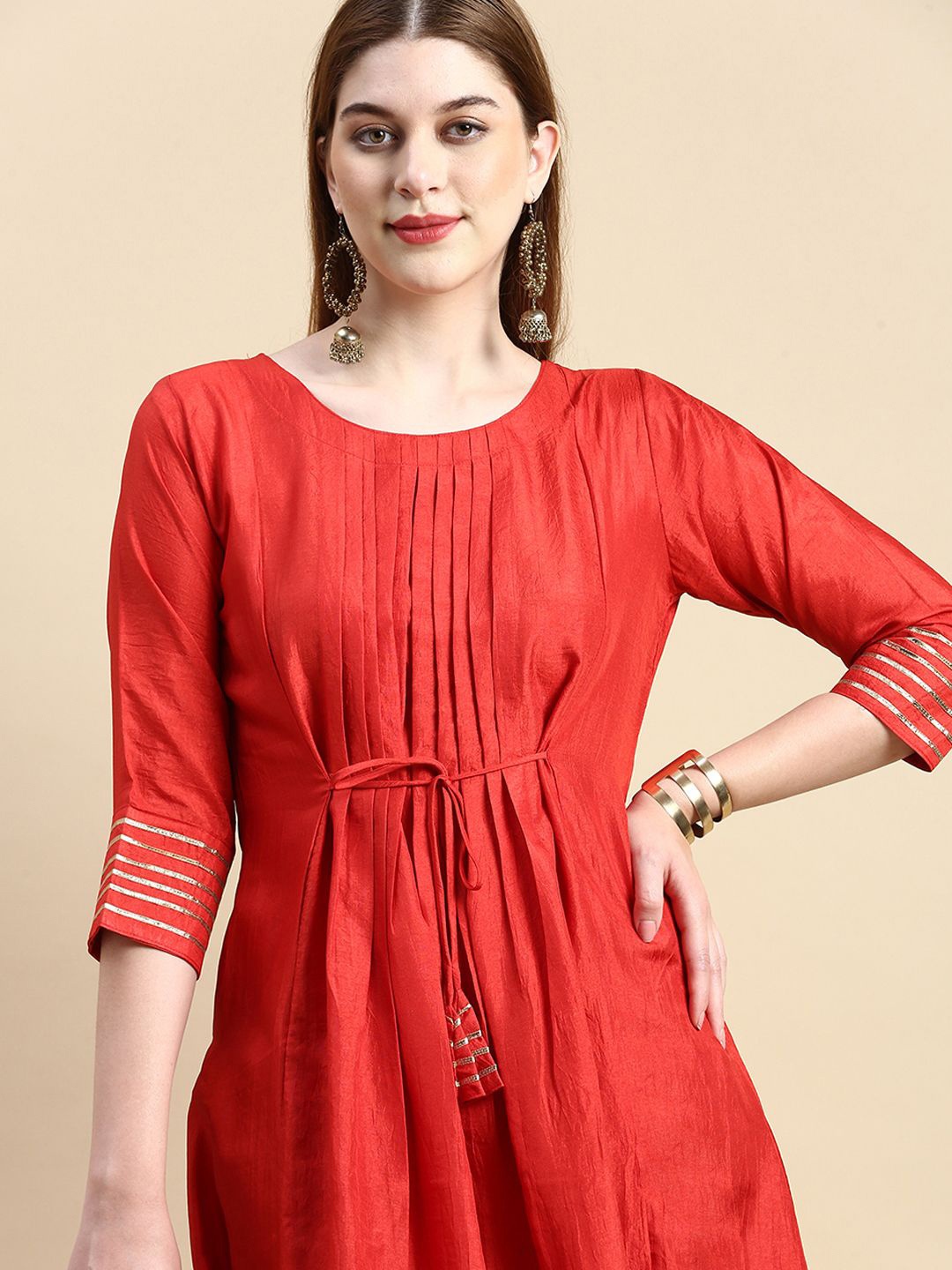 

GRANTH FASHION Jacquard A-Line Dress, Red