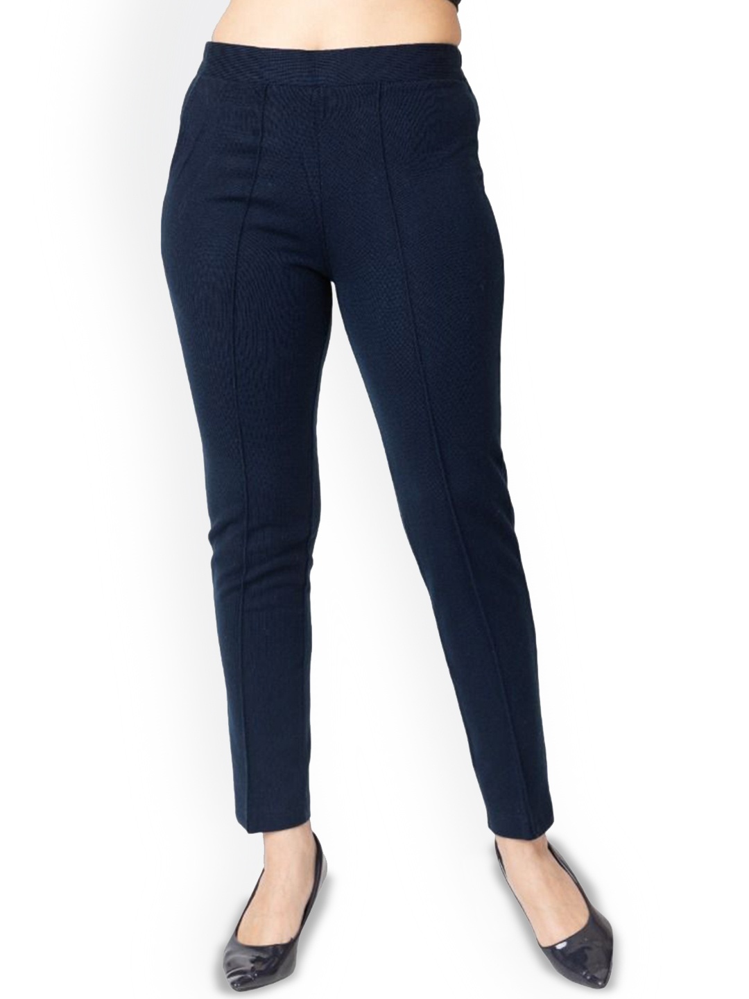 

TWENTY ME Women Comfort High-Rise Easy Wash Trousers, Navy blue