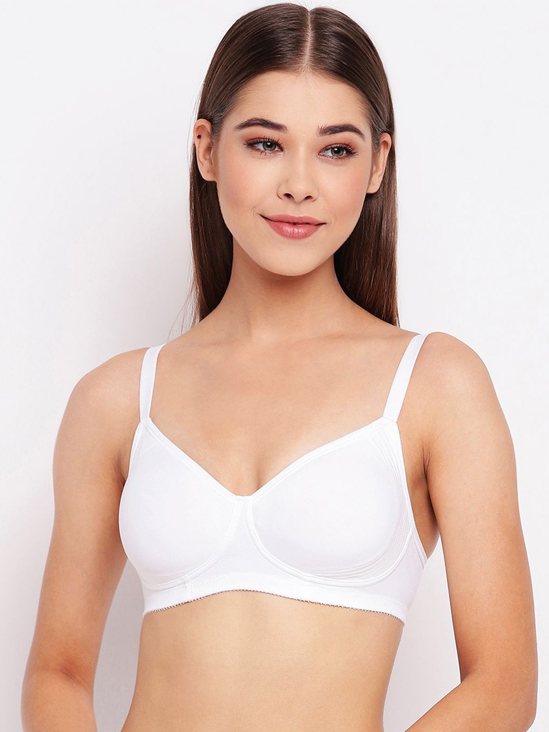 

Enamor Non Padded Wirefree High Coverage Stretch Cotton Everyday Bra A042, White