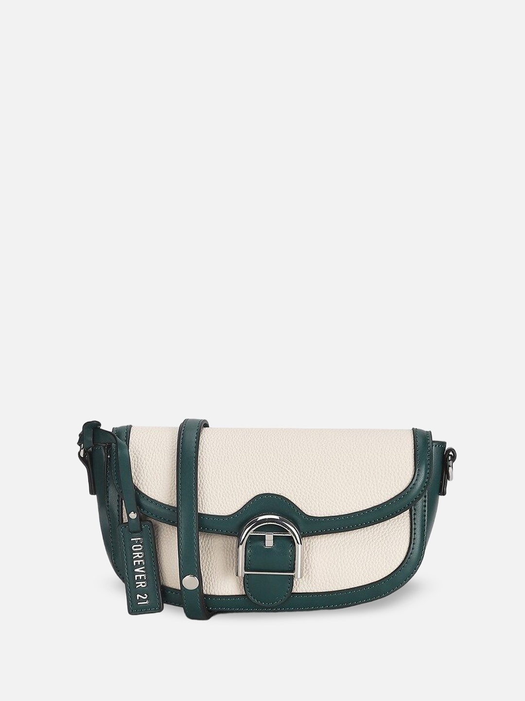 

FOREVER 21 Textured PU Oversized Structured Hobo Bag, Cream