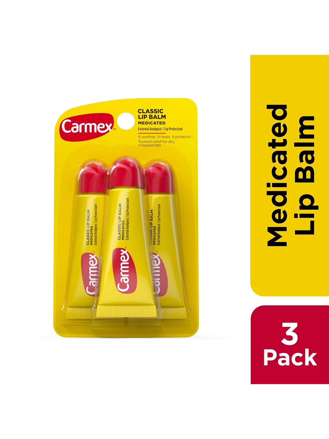 

CARMEX Set Of 3 Medicated Lip Balm For Dry & Chapped Lips- 10g Each, Yellow
