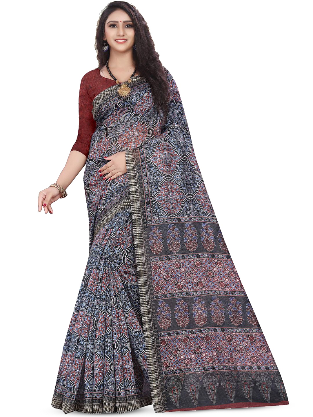 

BAESD Ajrak Block Saree, Blue
