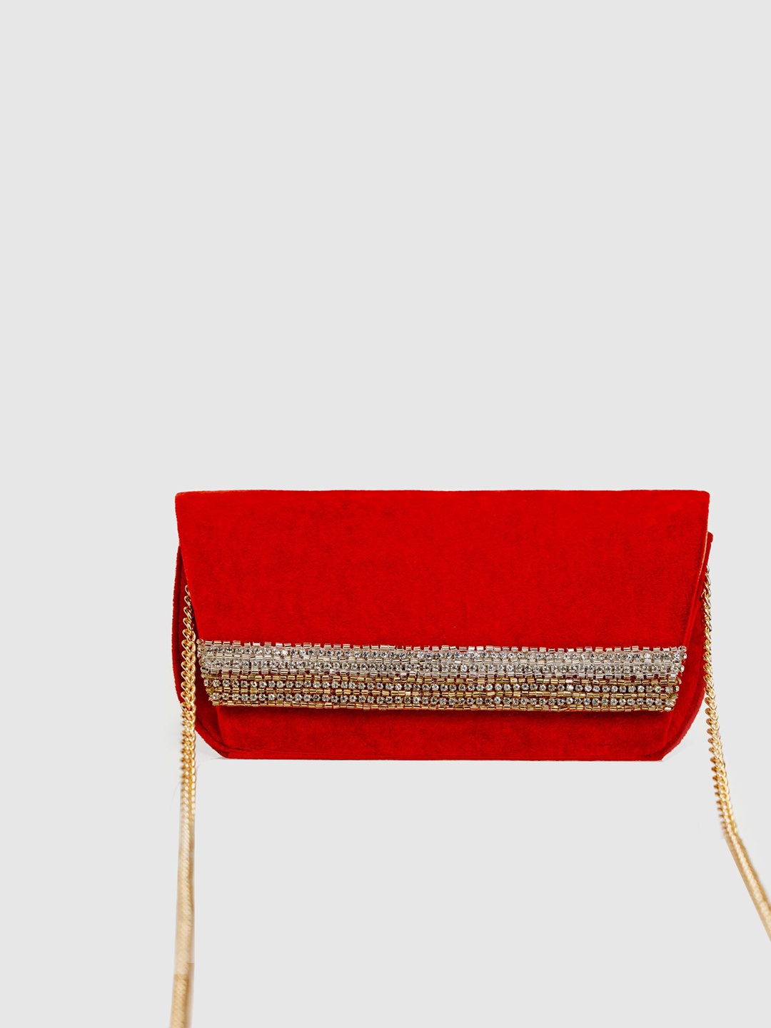 

D'oro Women Textured Structured Party Sling Bag, Red
