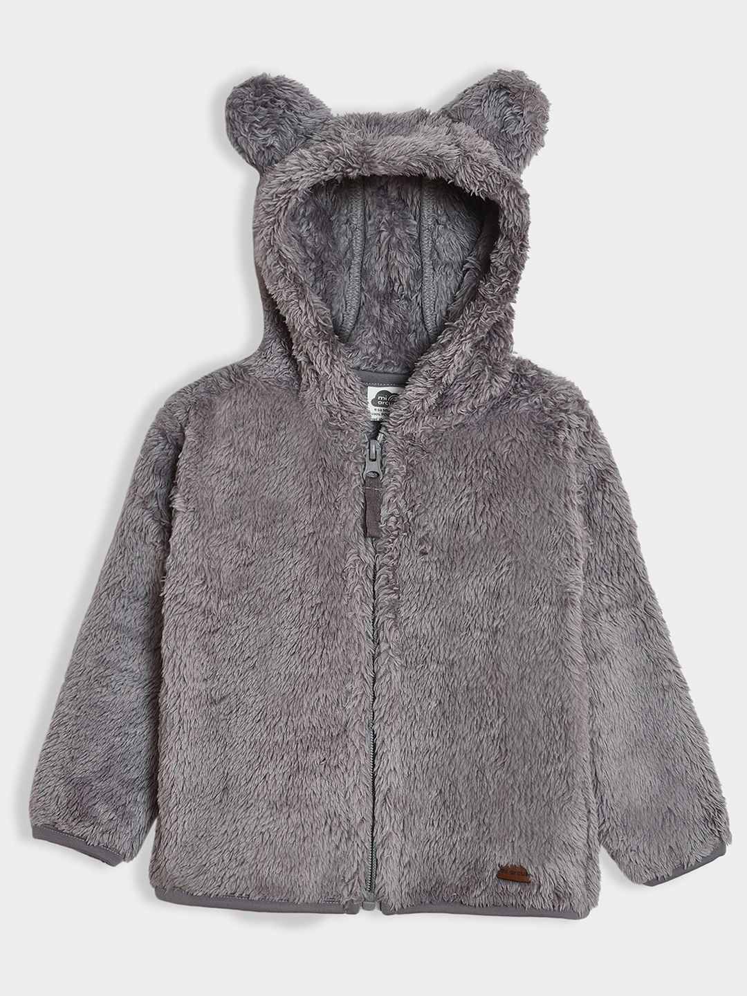 

MiArcus Unisex Kids Solid Hooded Fur Jacket, Grey