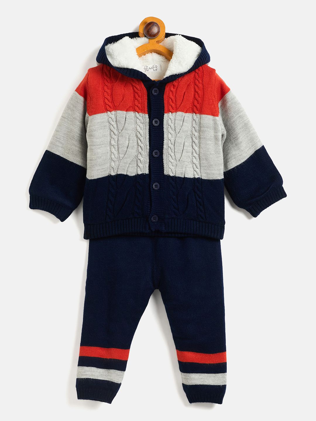 

JWAAQ Kids Unisex Colourblocked Hooded Sweatshirt With Joggers, Grey