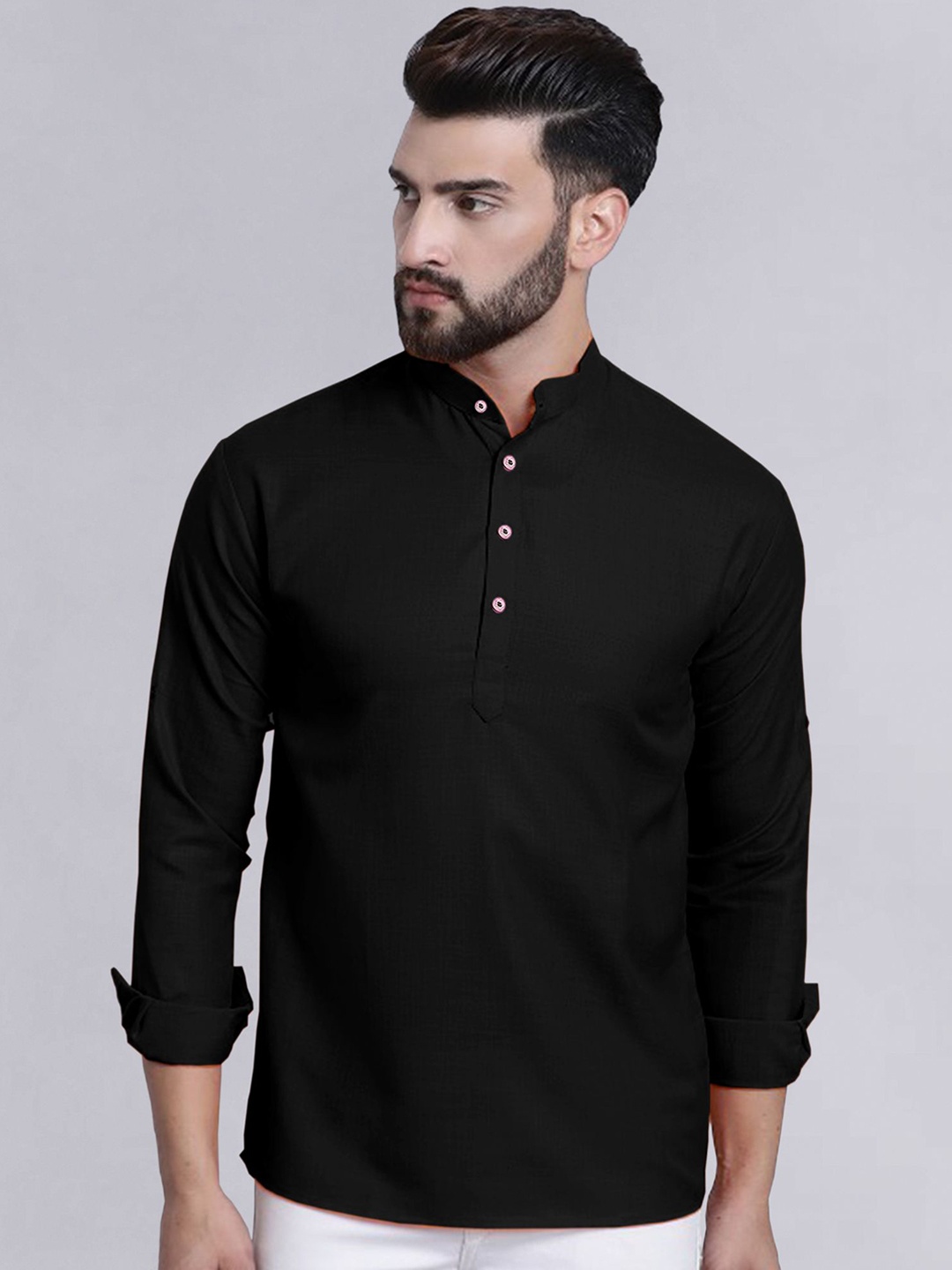

allan peter Men Thread Work Kurta, Black