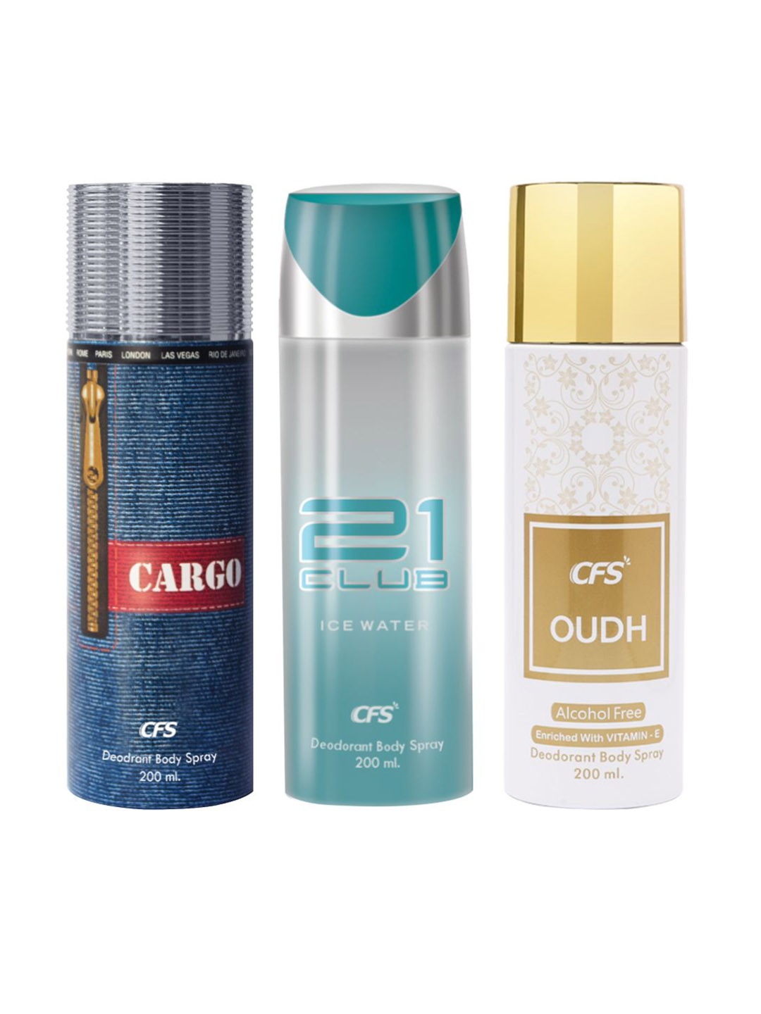 

CFS Cargo 21 Club Oudh Set Of3 Last Longer Deodorants-200ml Each, Blue