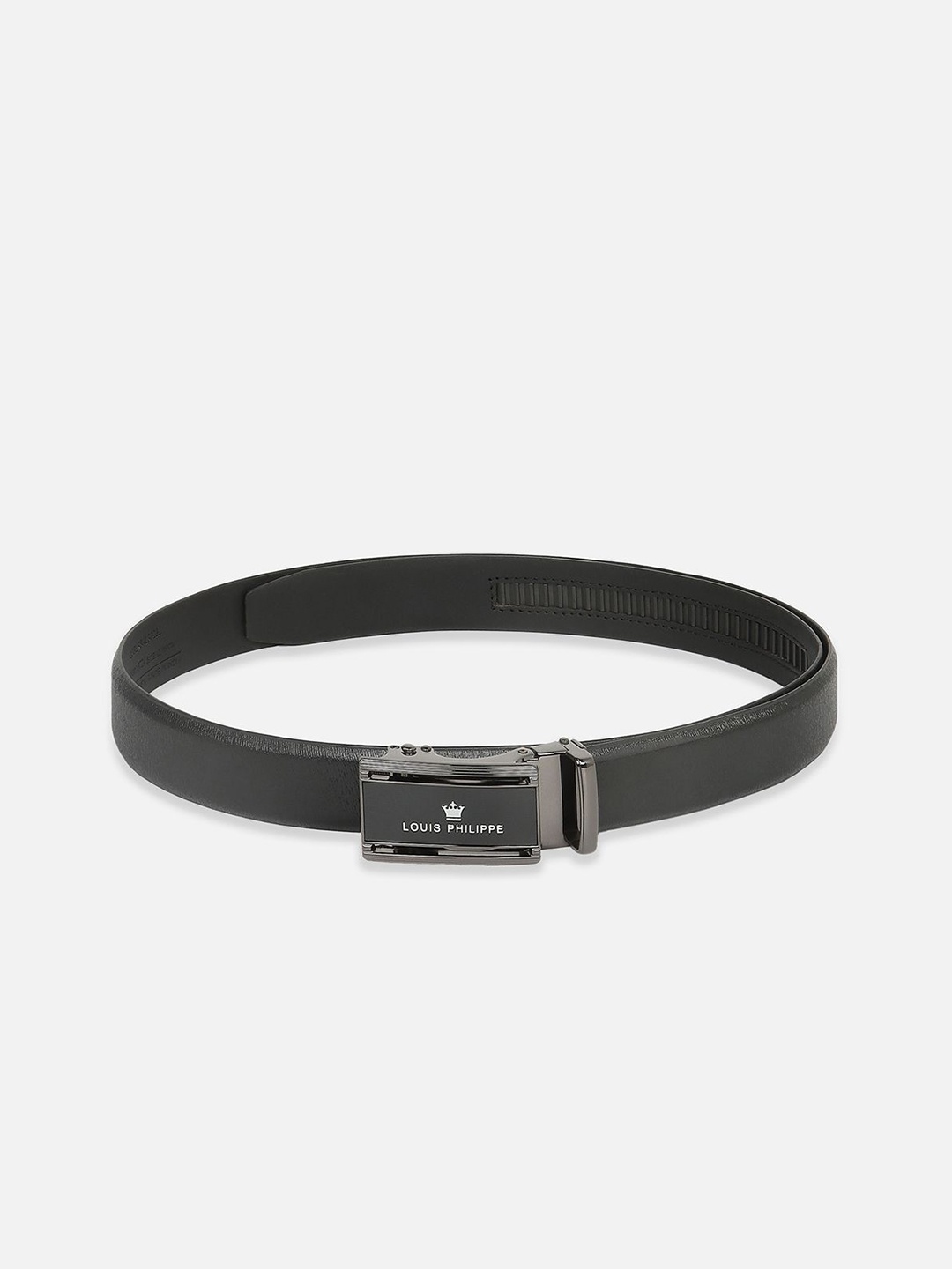 

Louis Philippe Men Textured Slider Buckle Closure Leather Formal Belt, Black