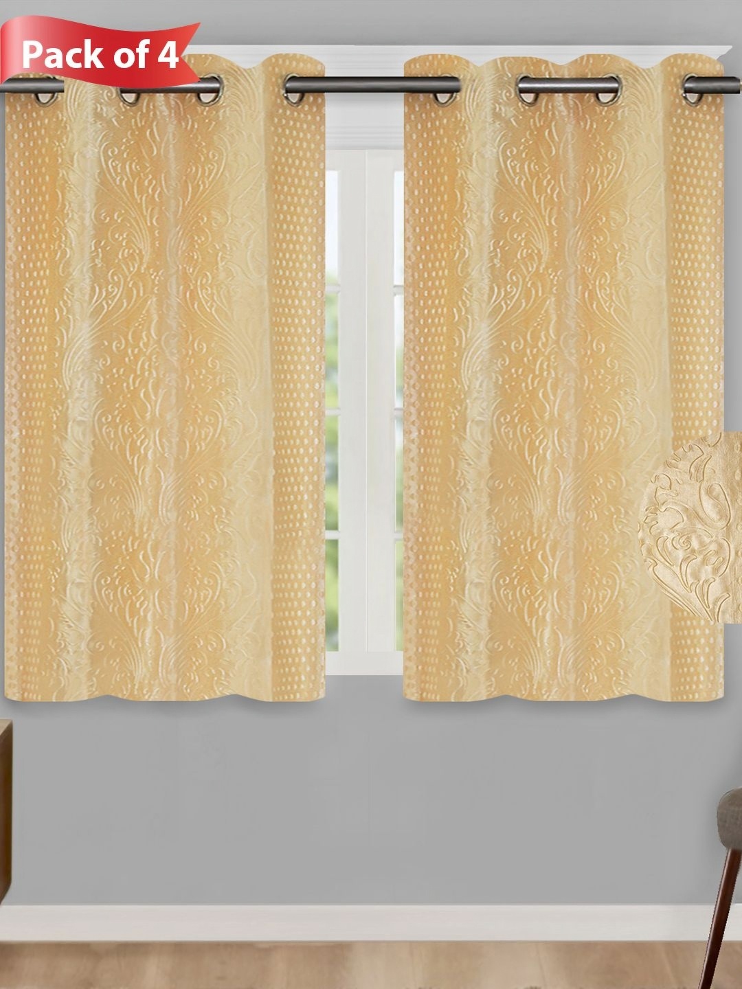 

Aura Cream Set of 4 Ethnic Motifs Window Curtains