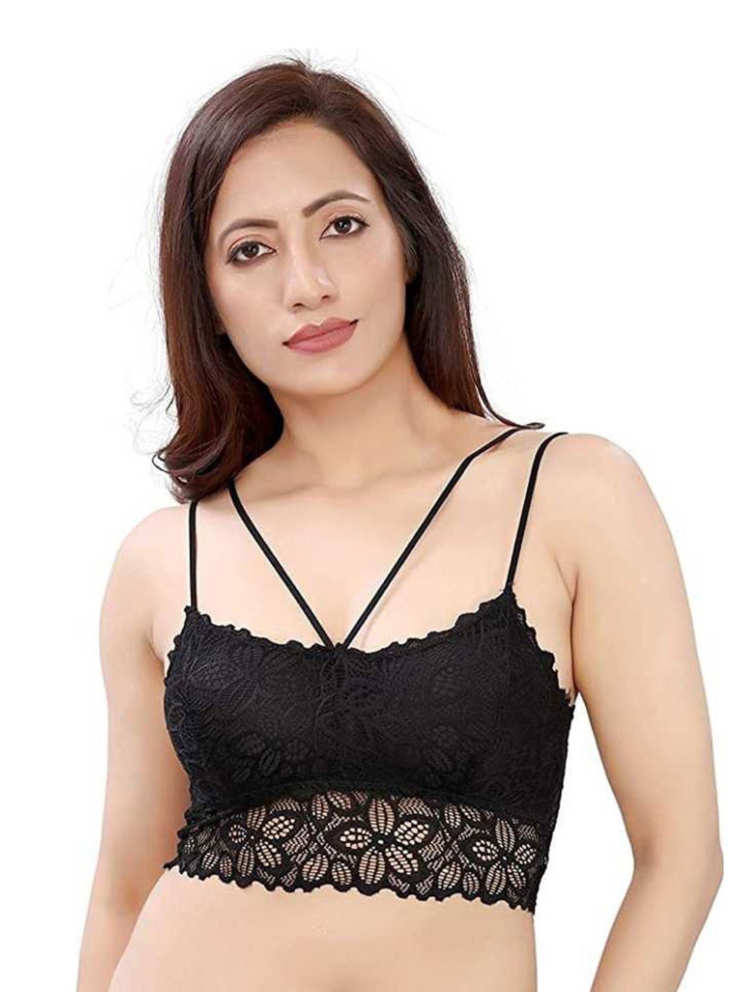 

ComfyStyle Floral Bralette Bra Full Coverage Underwired Lightly Padded, Black
