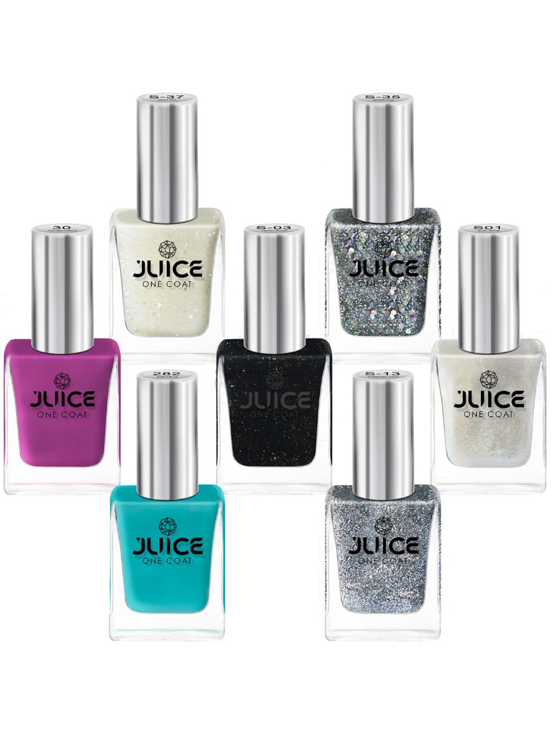 

JUICE Set Of 7 One Coat Long-Lasting Nail Polish - 11ml Each, Multi