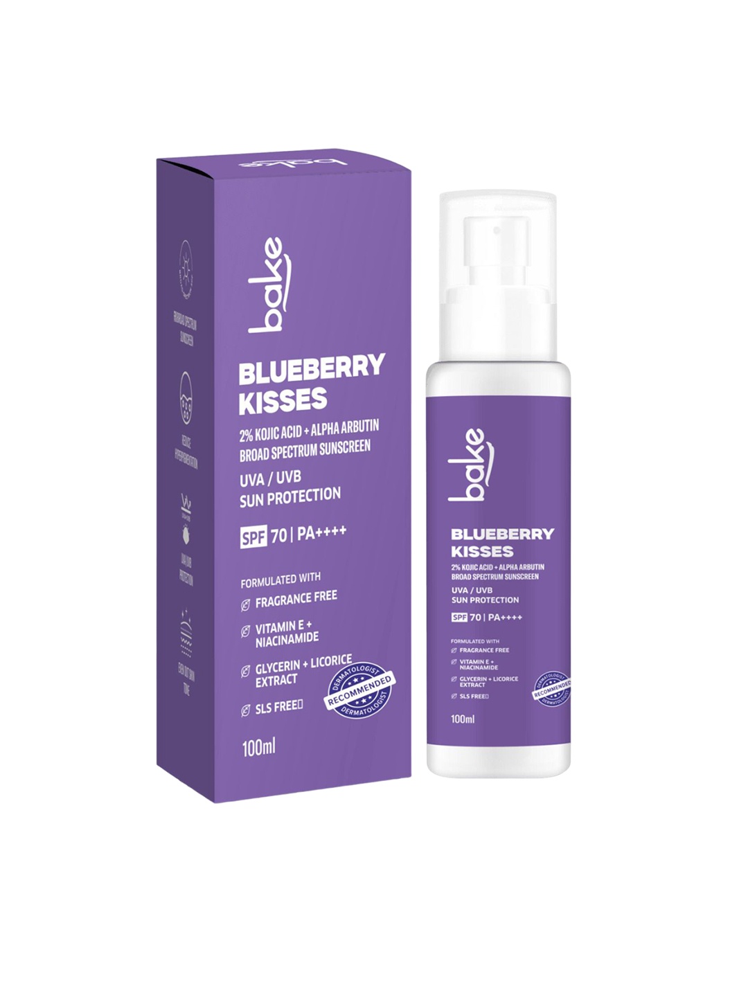 

BAKE Blueberry Kisses SPF 70 PA++++ Broad Spectrum Sunscreen 100 ml, Gold