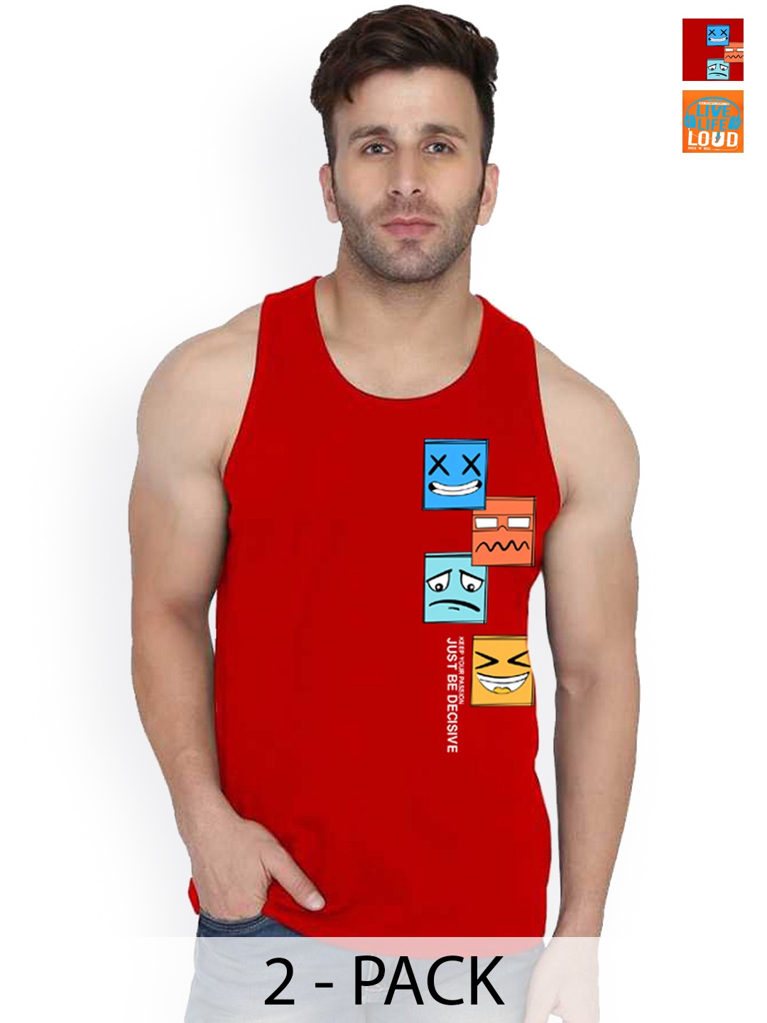 

SLOWLORIS Pack Of 2 Printed Gym Vests, Orange