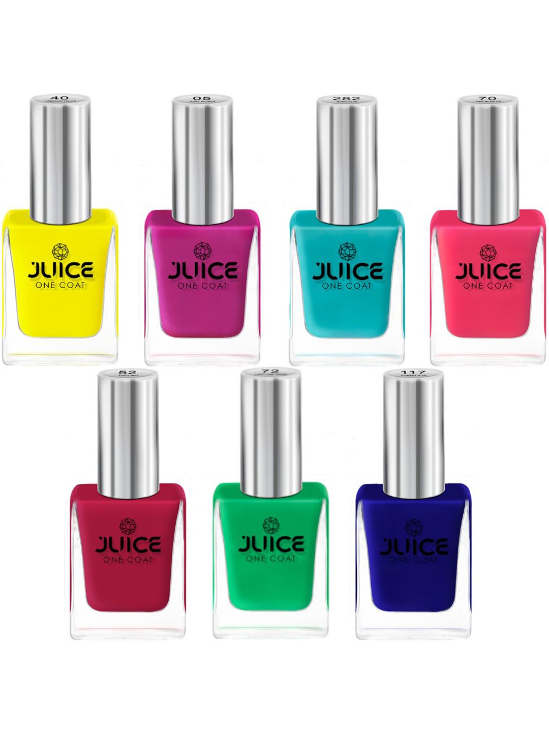 

JUICE Set Of 7 One Coat Long-Lasting Nail Polish - 11ml Each, Multi