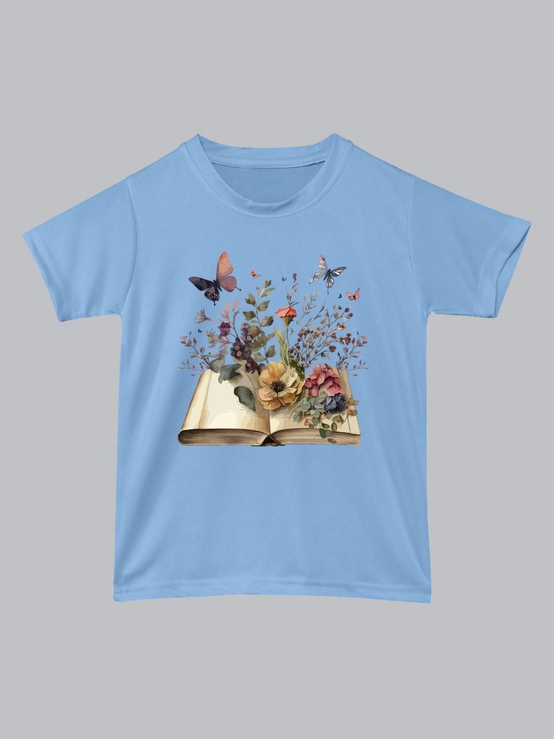 

BAESD Unisex Kids Floral Printed Round Neck T-Shirt, Blue
