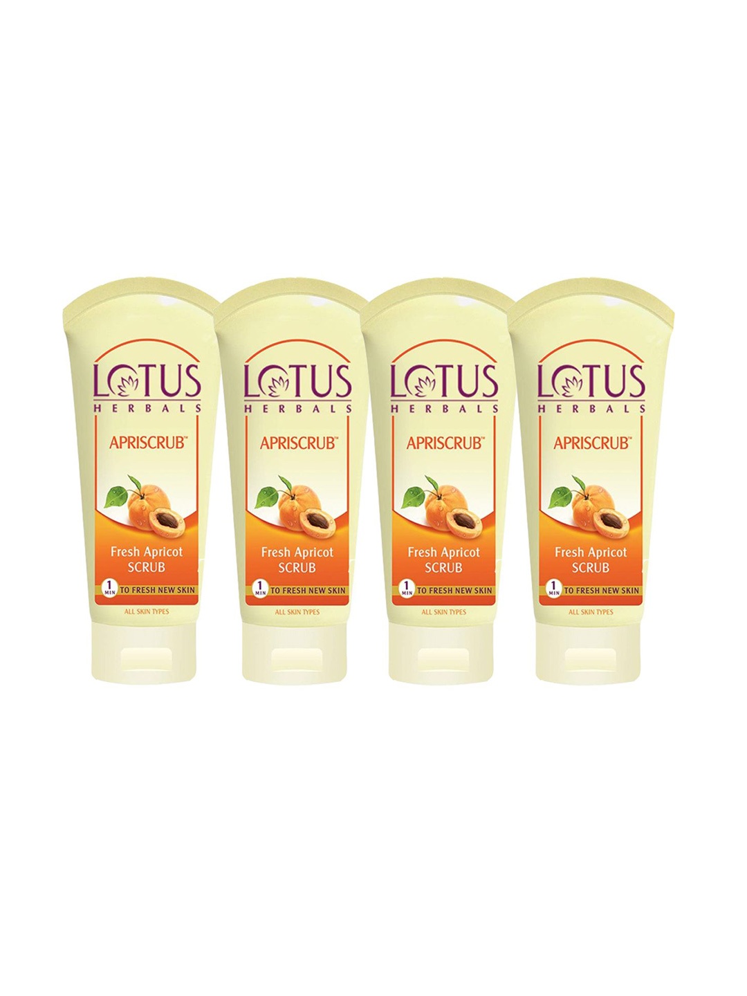 

Lotus Herbals Set Of 4 Apriscrub Fresh Apricot Face Scrub- 180g Each, Cream